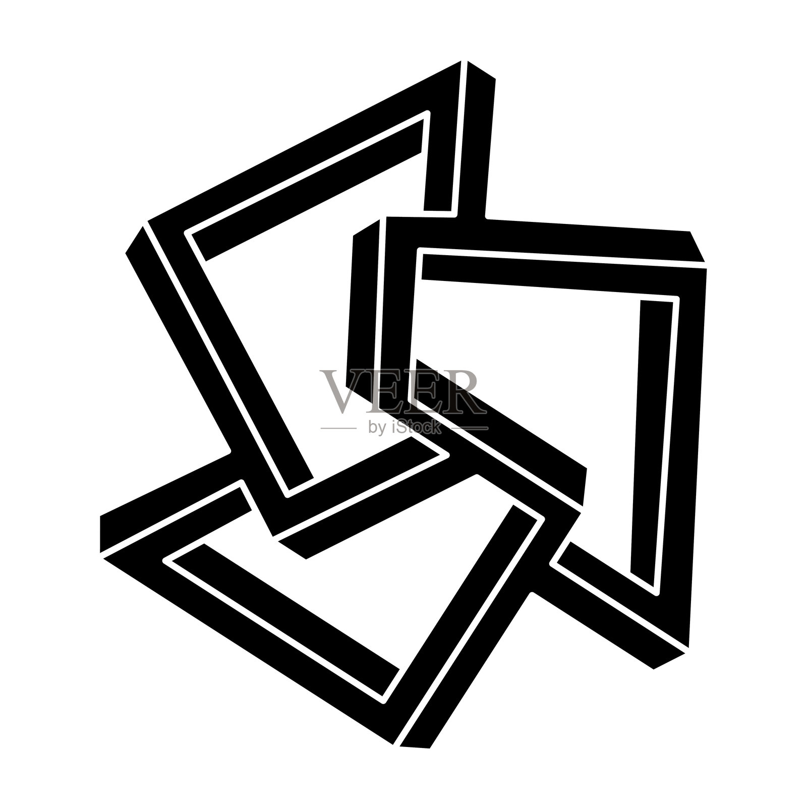 不可能的视觉错觉形状。光学艺术物体。不可能的图形。神圣几何。插画图片素材