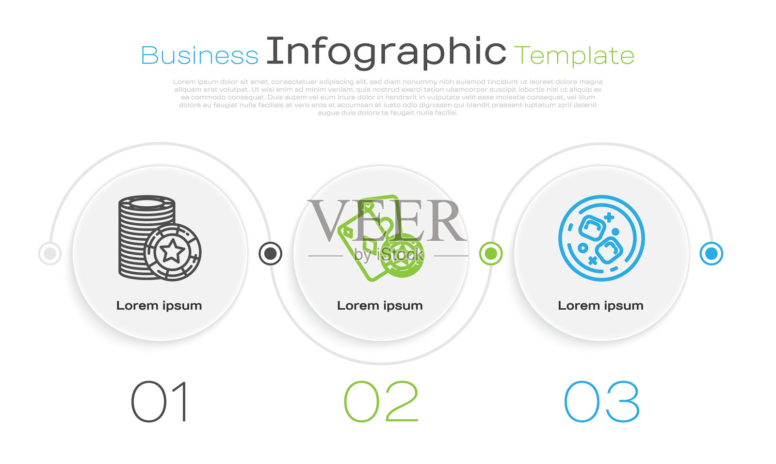 赌场筹码、赌场筹码和扑克牌、威士忌酒杯及冰块。商业信息图模板。矢量图。插画图片素材