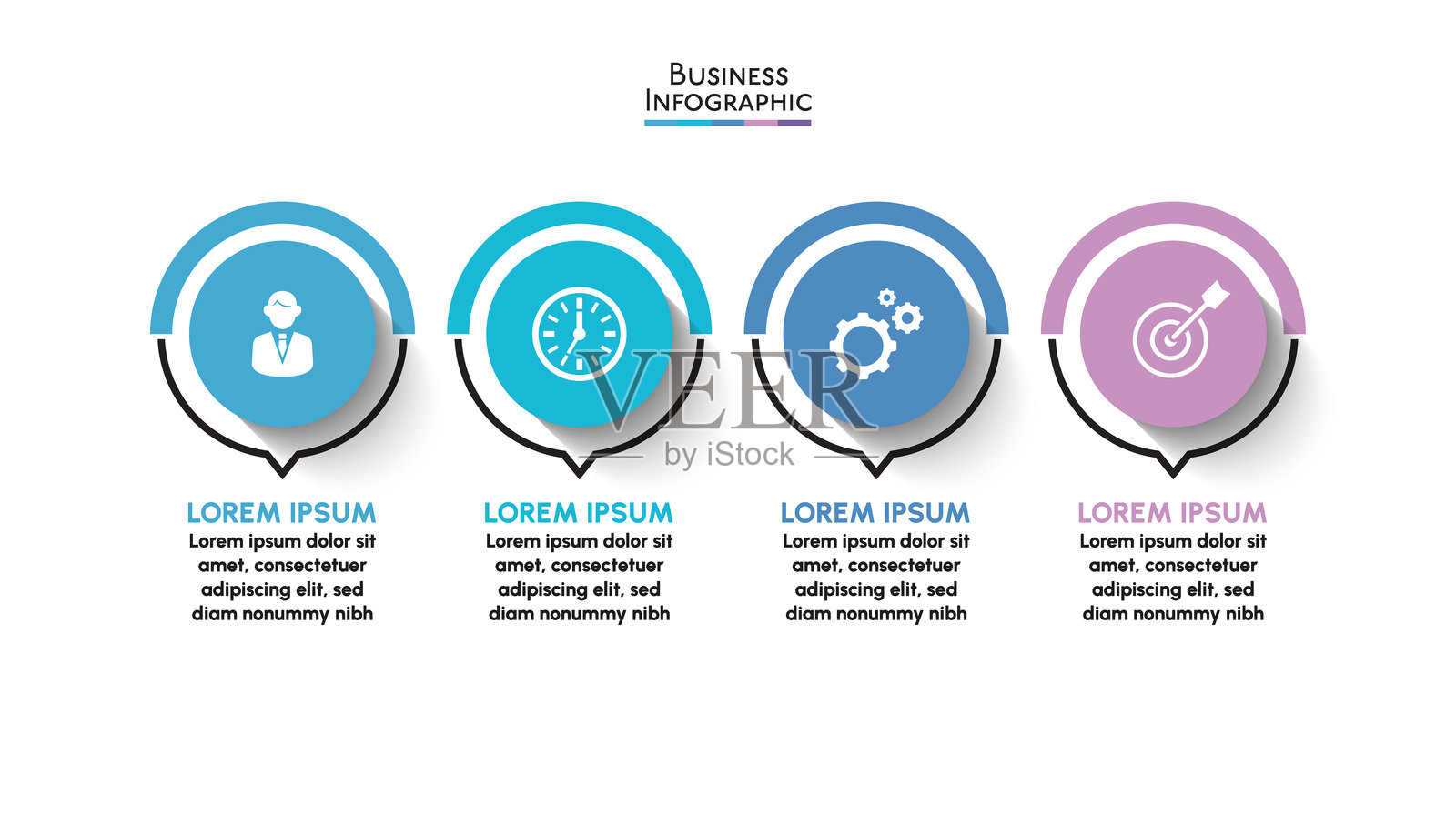 商业数据可视化。为抽象背景模板设计的时间线信息图标插画图片素材