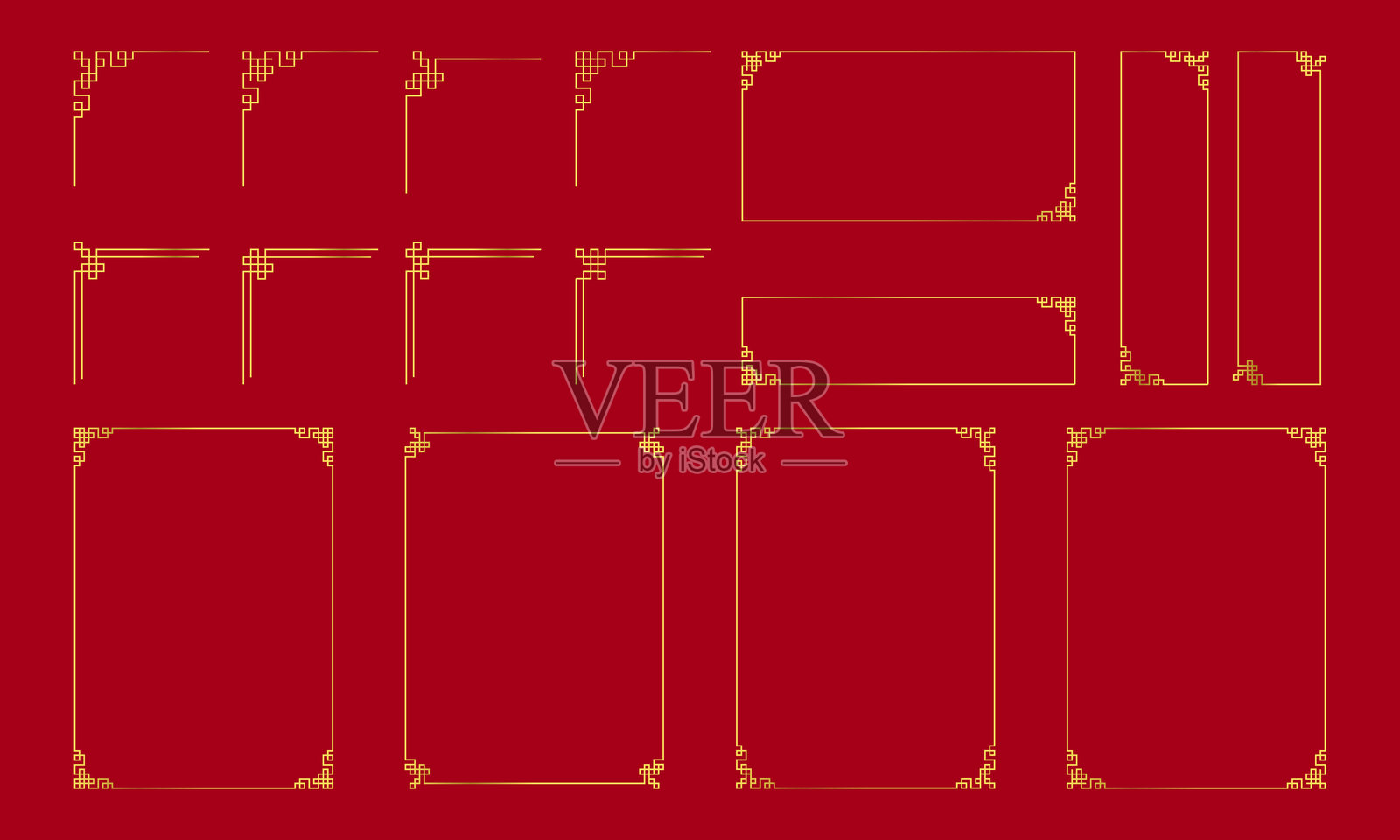 中国金色线条传统装饰框角边艺术装饰插画图片素材
