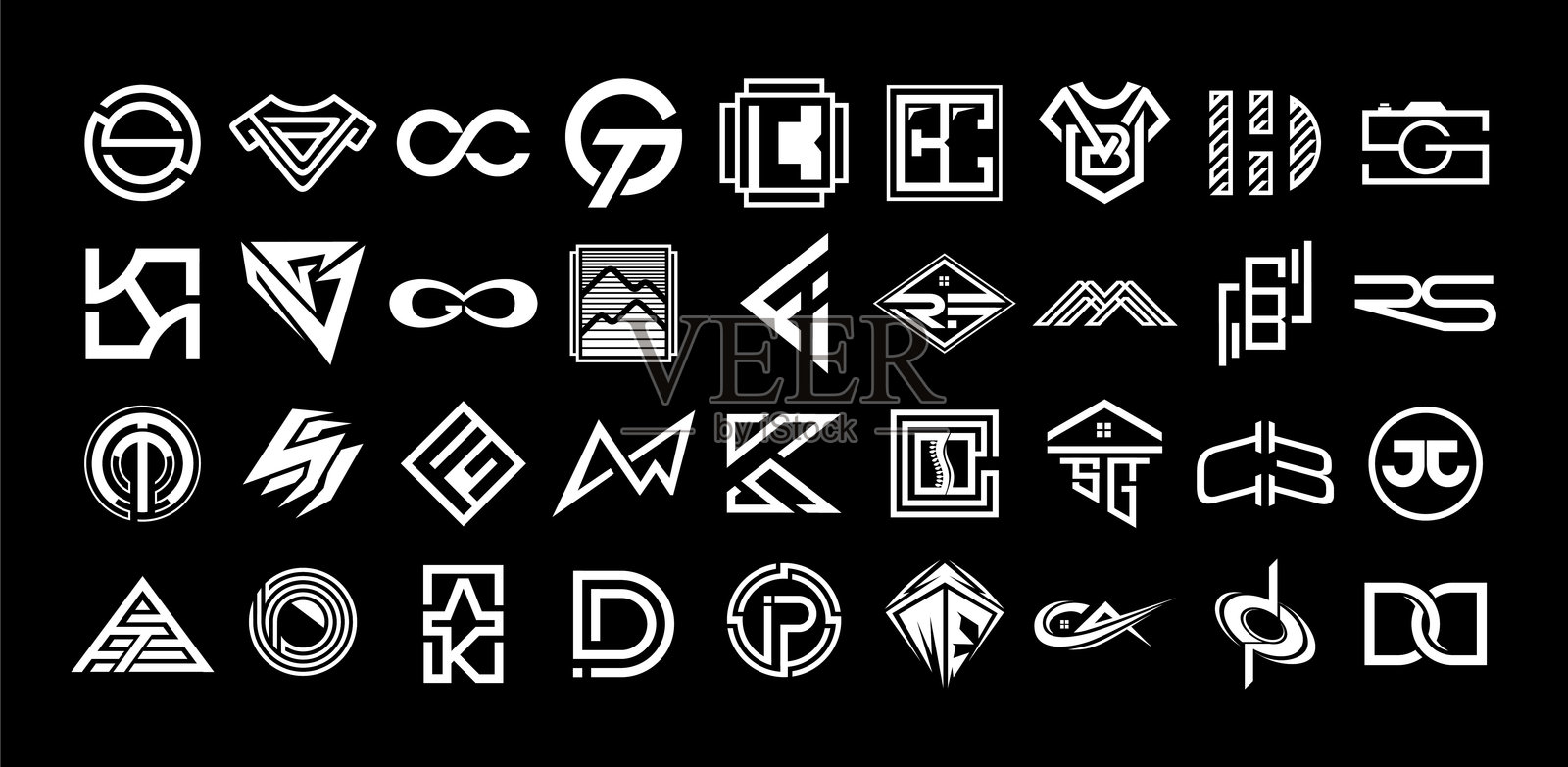 极简风格公司首字母图标品牌套装插画图片素材