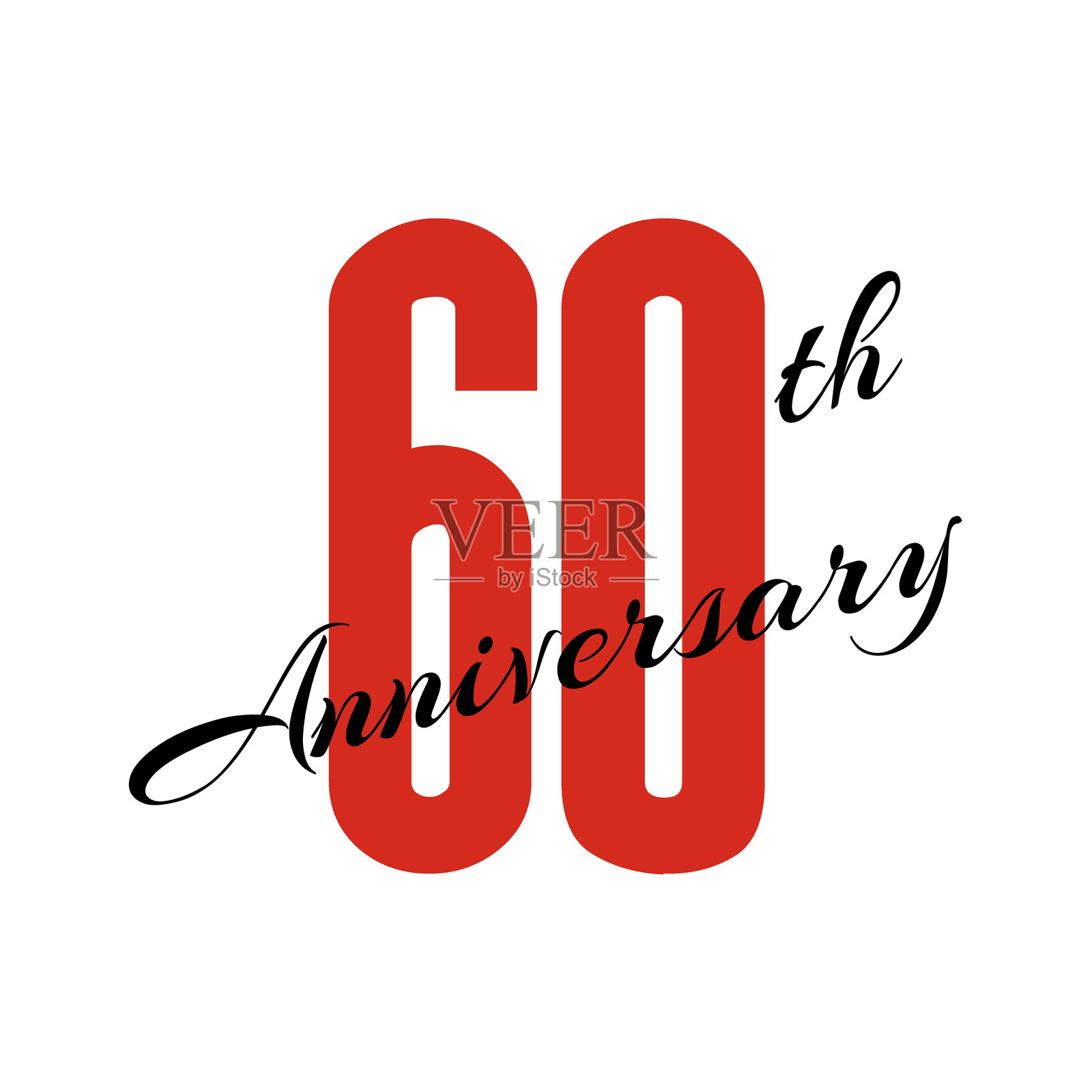 60周年庆祝标签，六十年纪念卡矢量模板，生日快乐标志，活动邀请，社交媒体祝贺帖子模板插画图片素材