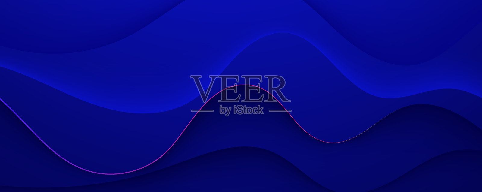 抽象蓝色渐变背景波浪形状设计矢量图插画图片素材