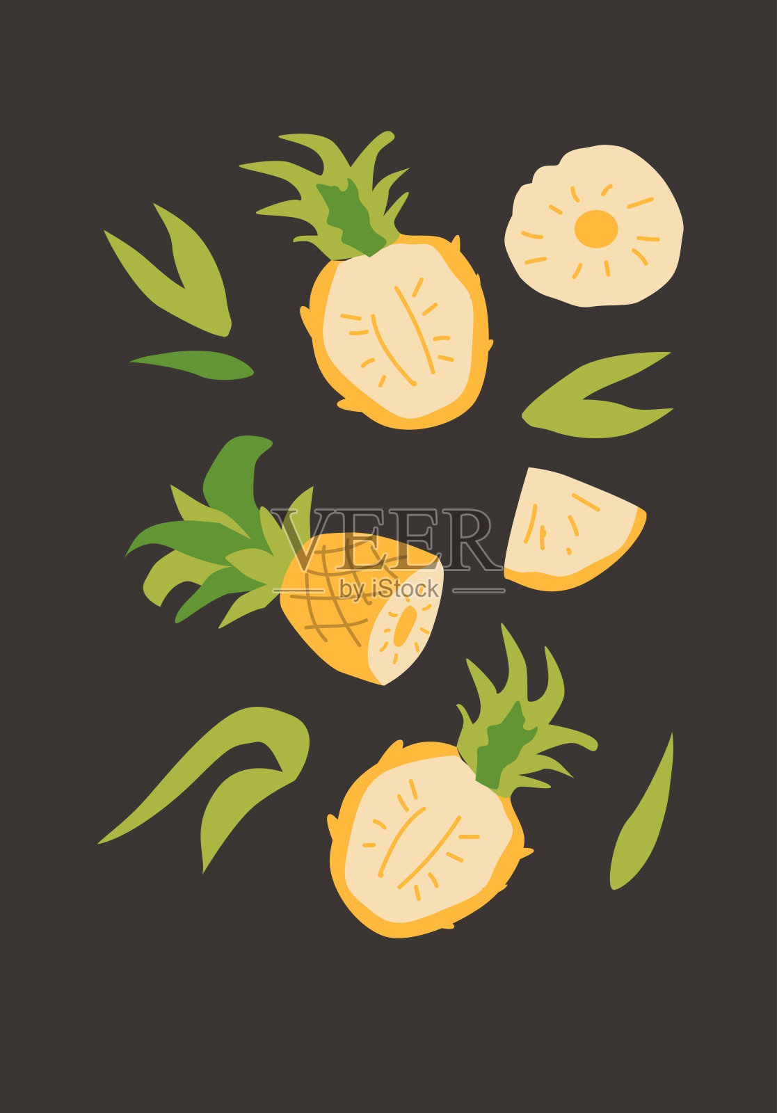 抽象的垂直水果海报，矢量平面插图插画图片素材