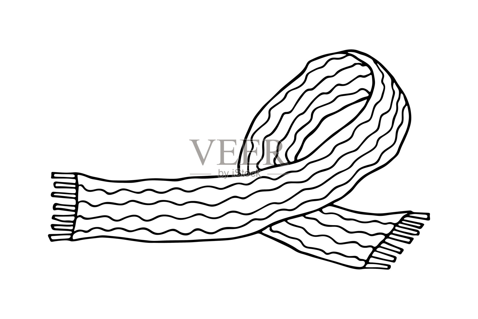 手绘毛线围巾涂鸦 冬季配饰 单一设计元素用于卡片、印刷、设计、装饰插画图片素材
