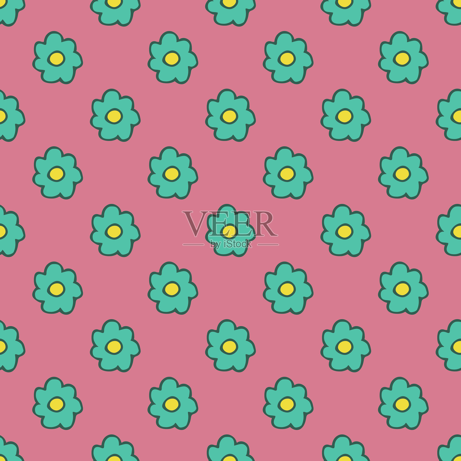 夏季无缝花卉涂鸦图案，适用于装饰印刷、包装纸、贺卡、墙纸和面料插画图片素材