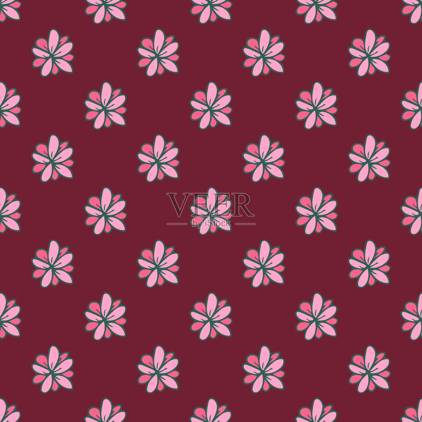 夏季无缝花卉涂鸦图案，适用于装饰印刷、包装纸、贺卡、墙纸和面料插画图片素材