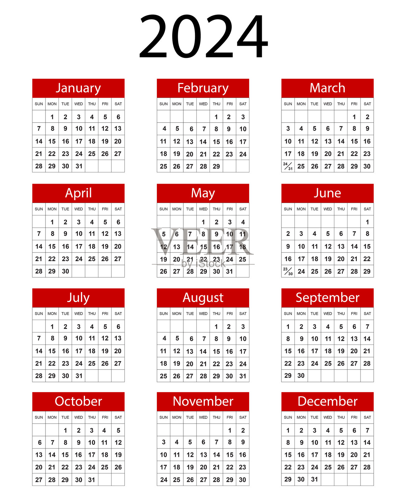 2024年日历插画图片素材