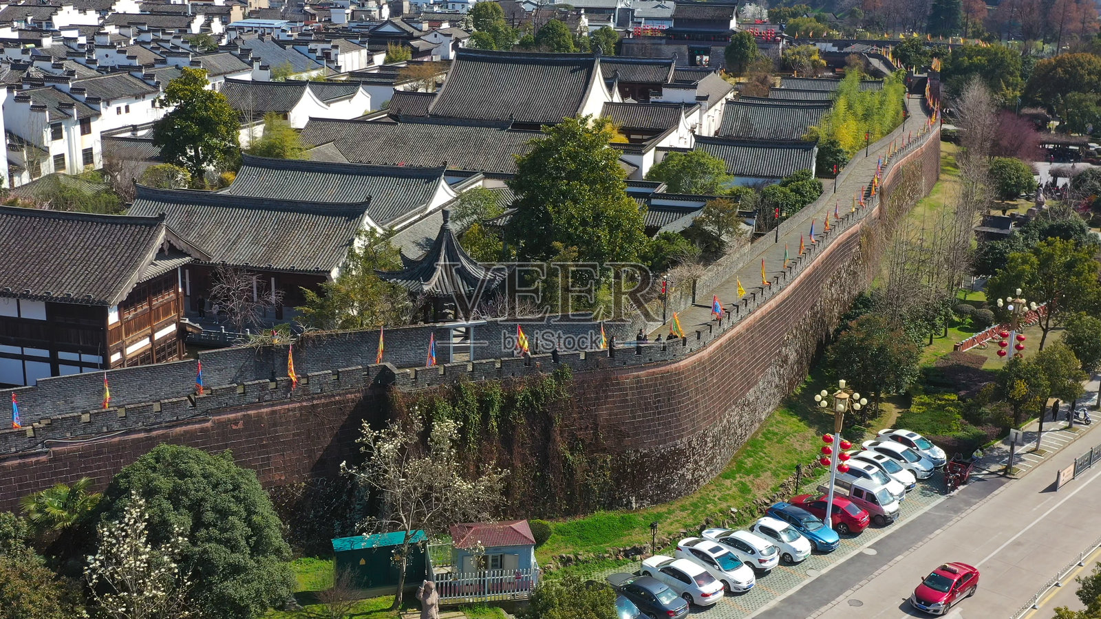 中国安徽黄山歙县的古城徽州，亚洲。徽派建筑，中国建筑。照片摄影图片