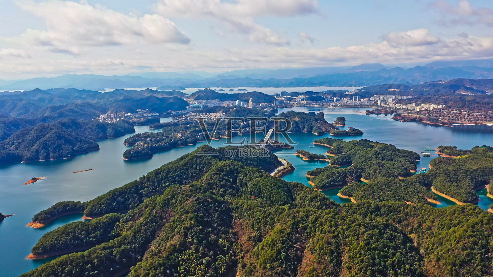 千岛湖，杭州，浙江省，中国，亚洲。新安江水电站。照片摄影图片