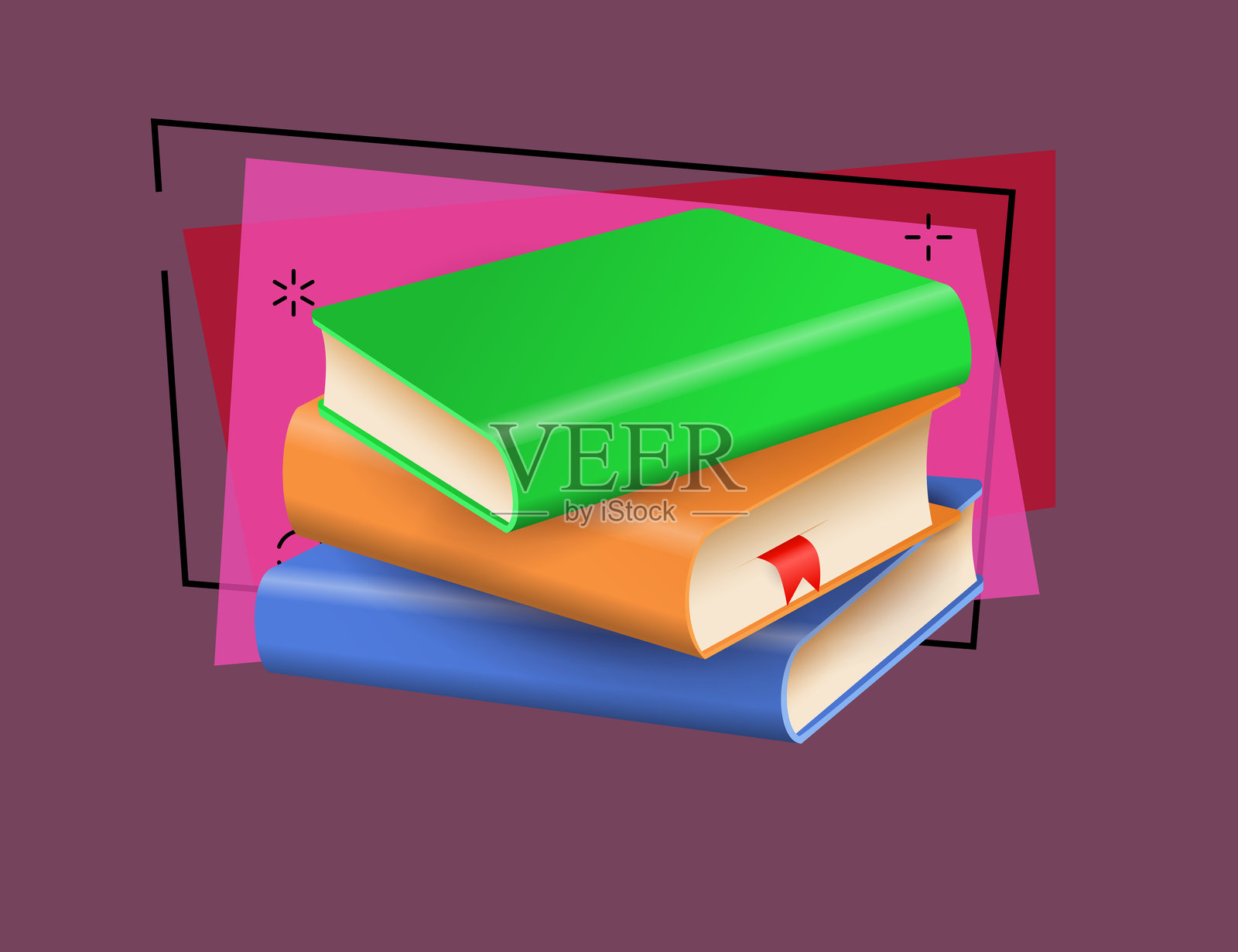 一堆五颜六色的书籍插画图片素材