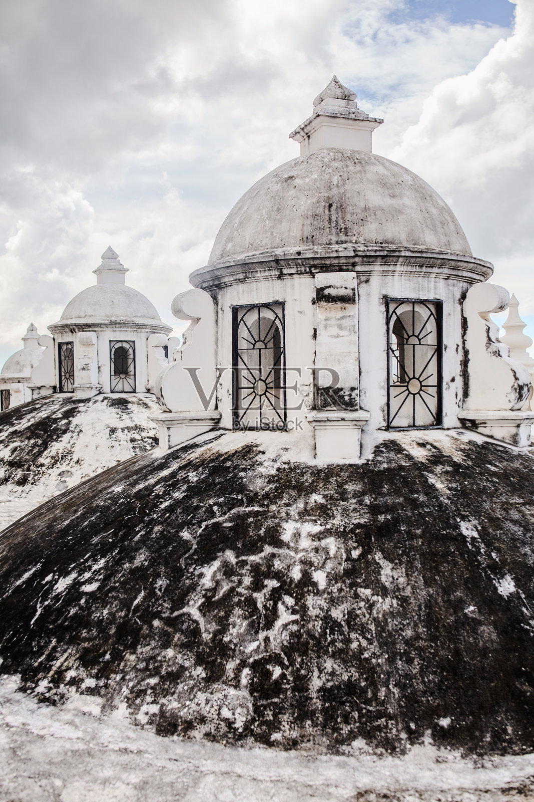莱昂大教堂白色屋顶照片摄影图片
