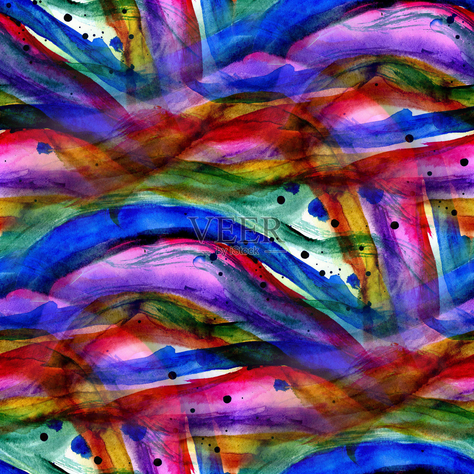 水彩彩虹抽象纹理无缝图案插画图片素材