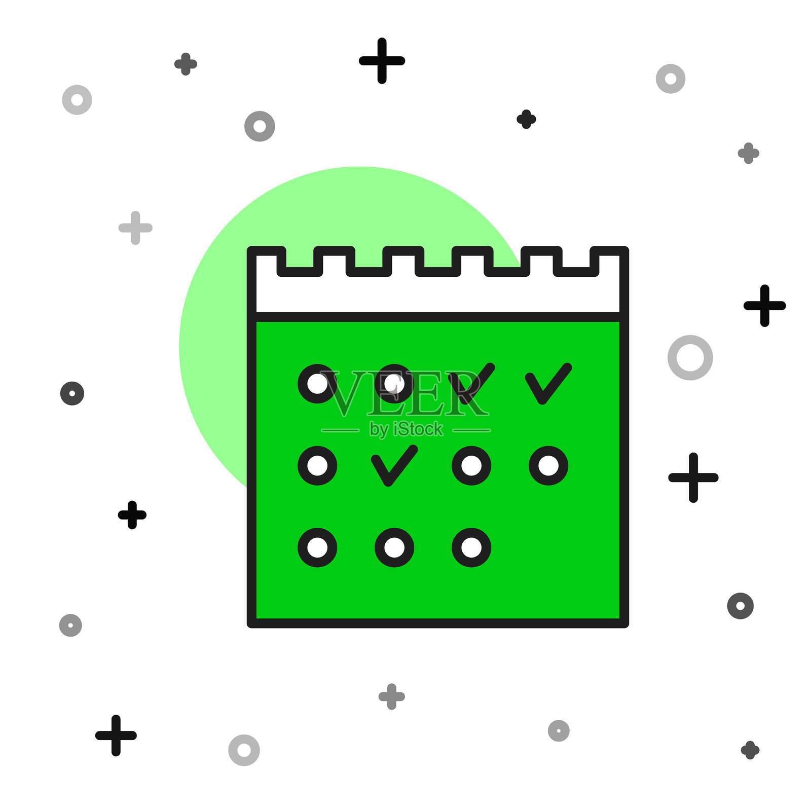 填充轮廓的酒店预订日历图标，背景为白色。矢量图。插画图片素材