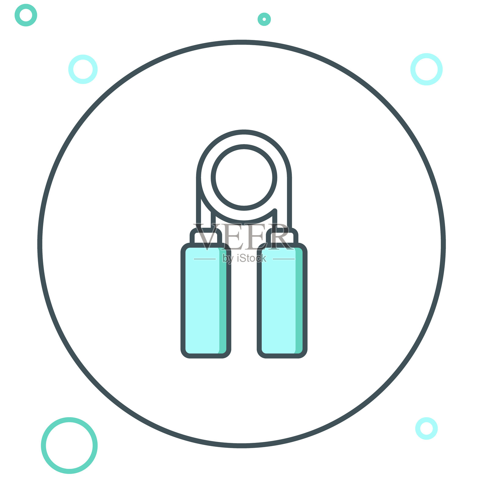 线条运动扩展器图标，孤立在白色背景上。运动器材。彩色轮廓概念。矢量图。插画图片素材