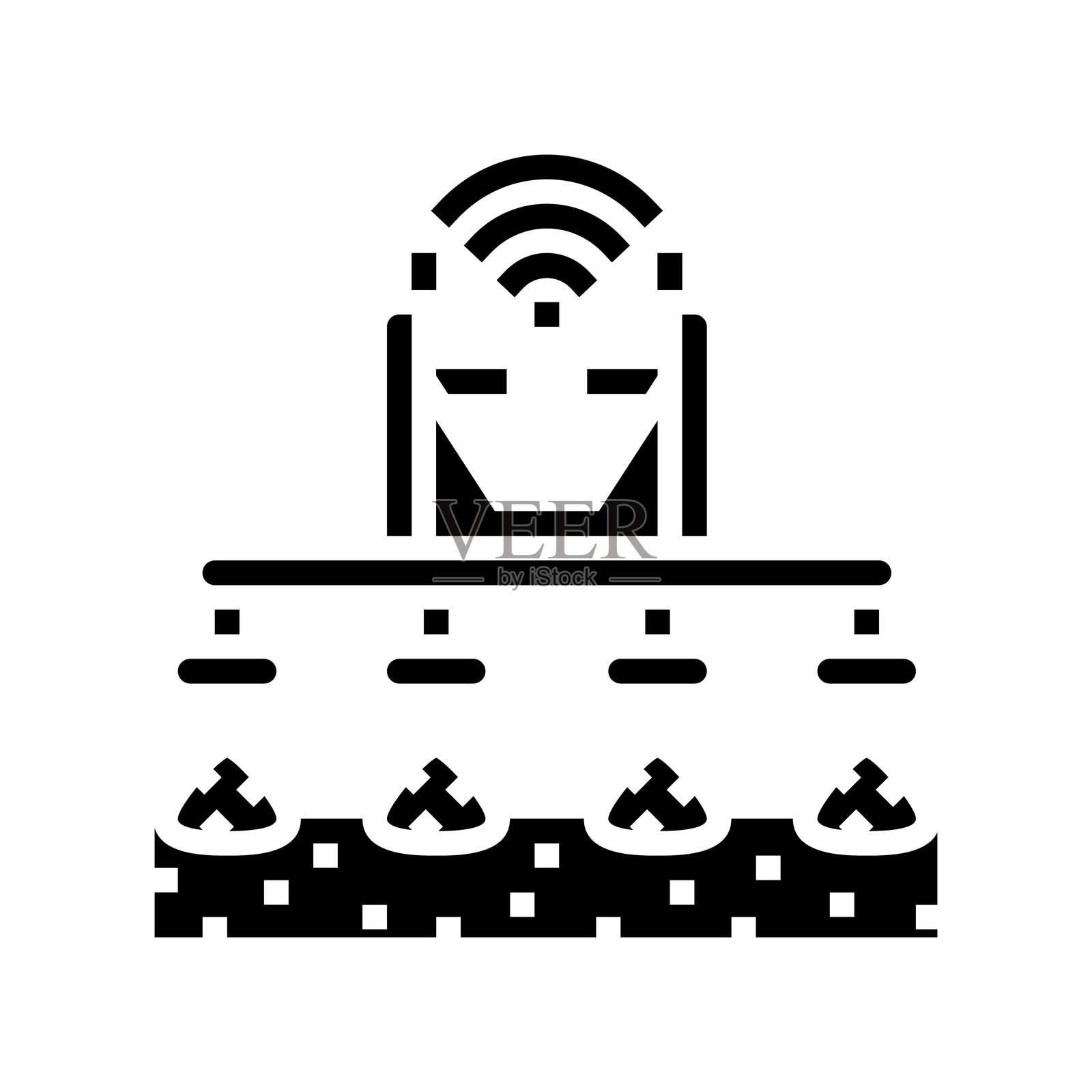 农业科技自动喂食器图标矢量插图插画图片素材