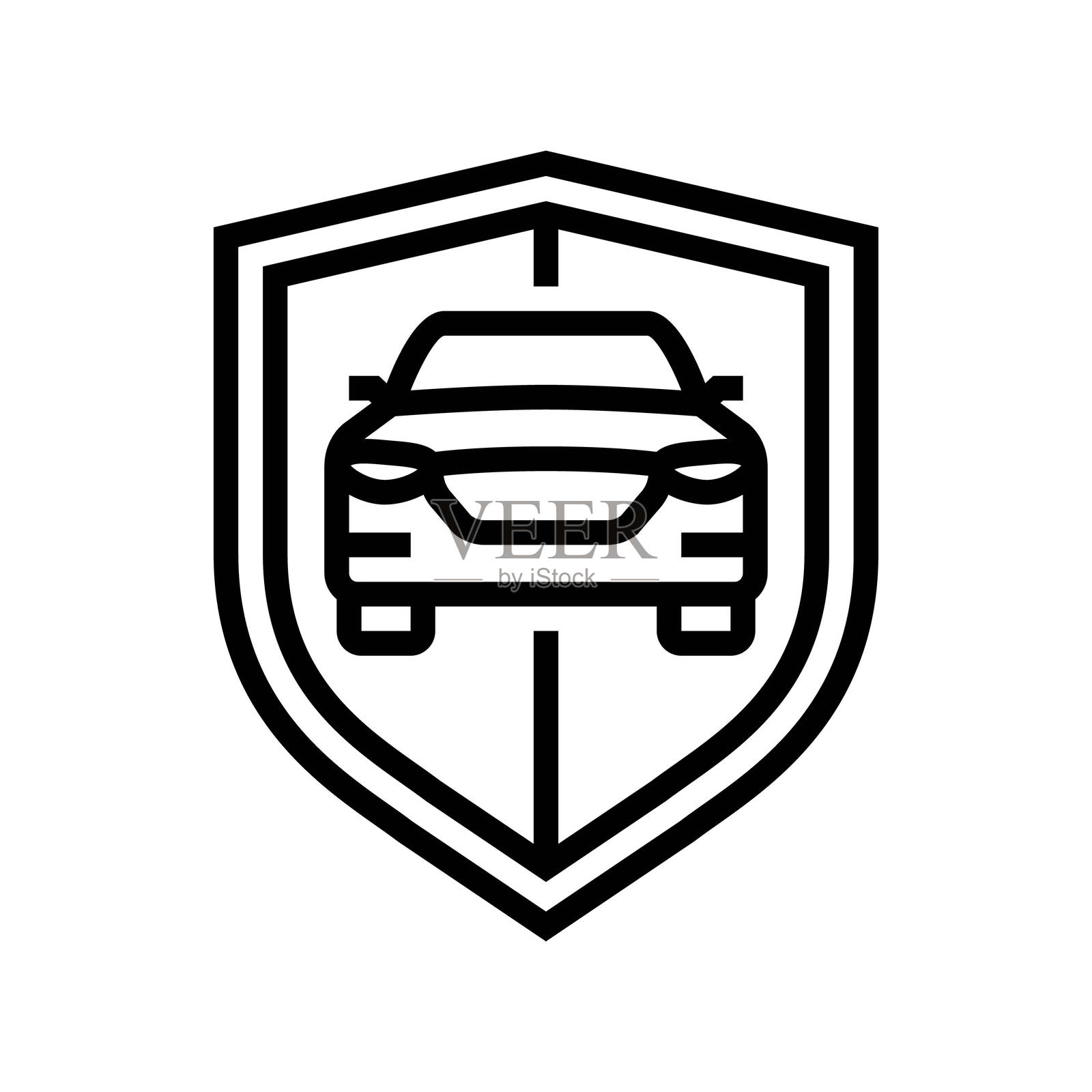 安全盾牌自动驾驶汽车线条图标插图插画图片素材