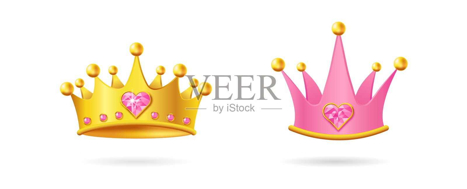 金色闪耀王冠，适合皇家和婚礼主题。插画图片素材