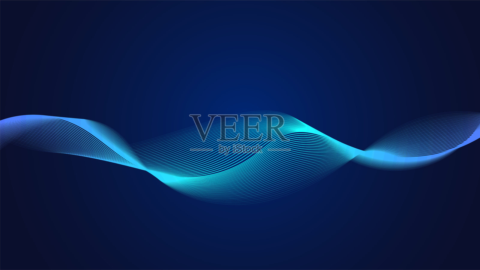渐变蓝色调中的几何曲线线条形成动态未来主义抽象流动图案插画图片素材