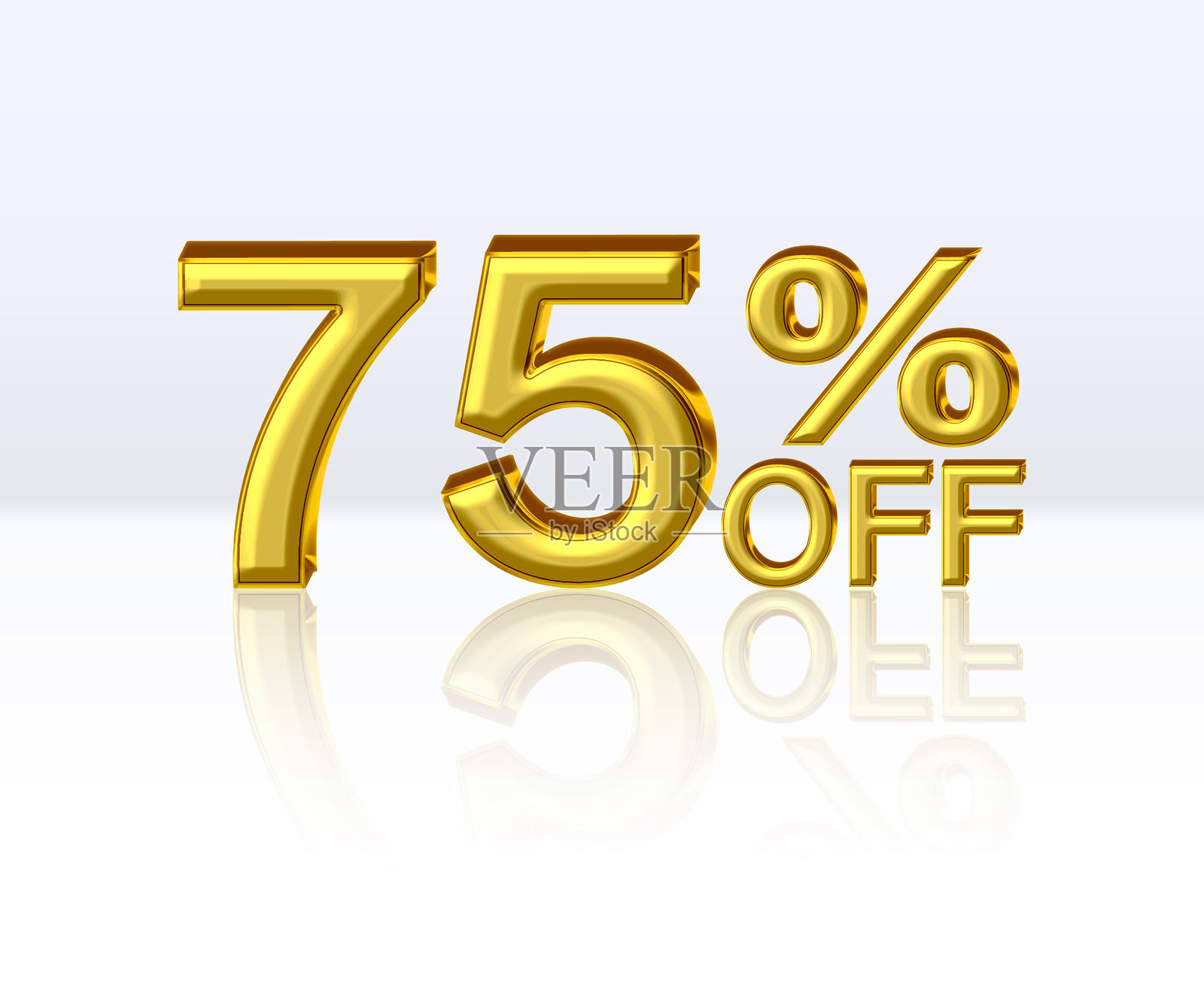 75%折扣。带百分号的金色数字。特价优惠。矢量插图。插画图片素材