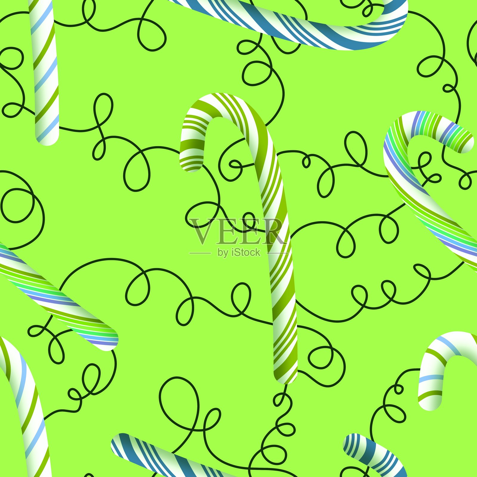 冬季圣诞无缝糖果玉米图案，适用于包装纸、生日和面料插画图片素材