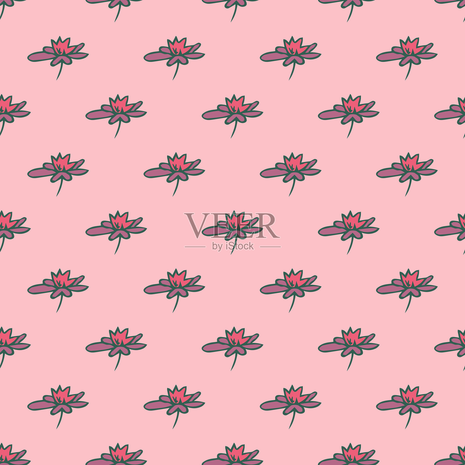 夏季无缝花卉涂鸦图案，适用于装饰印刷、包装纸、贺卡、墙纸和面料插画图片素材