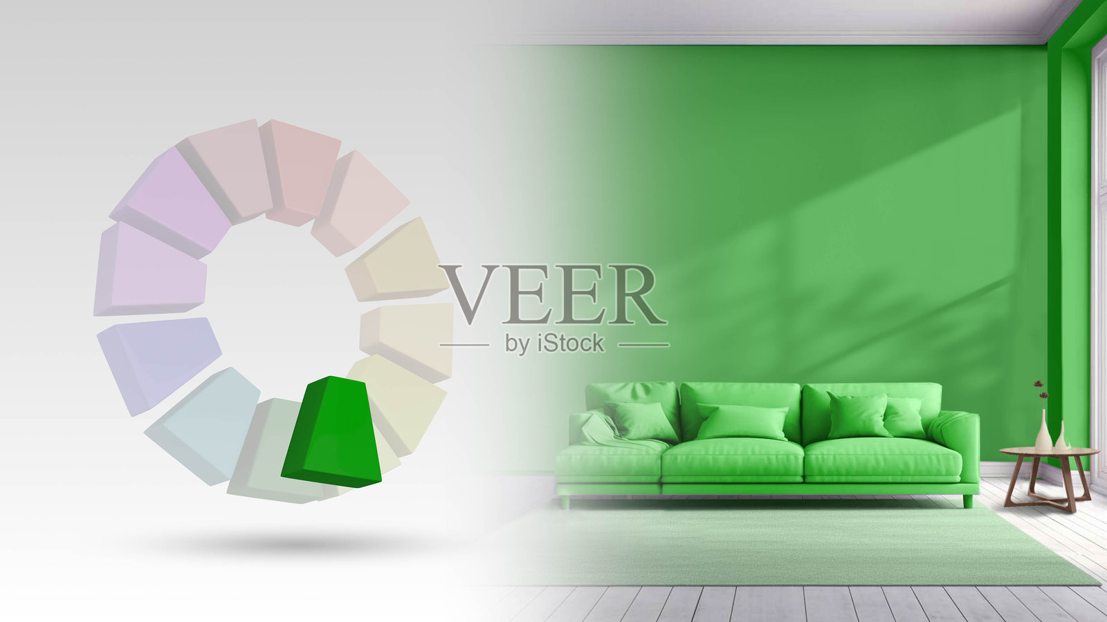 绿色色调和阴影的单色配色方案照片摄影图片