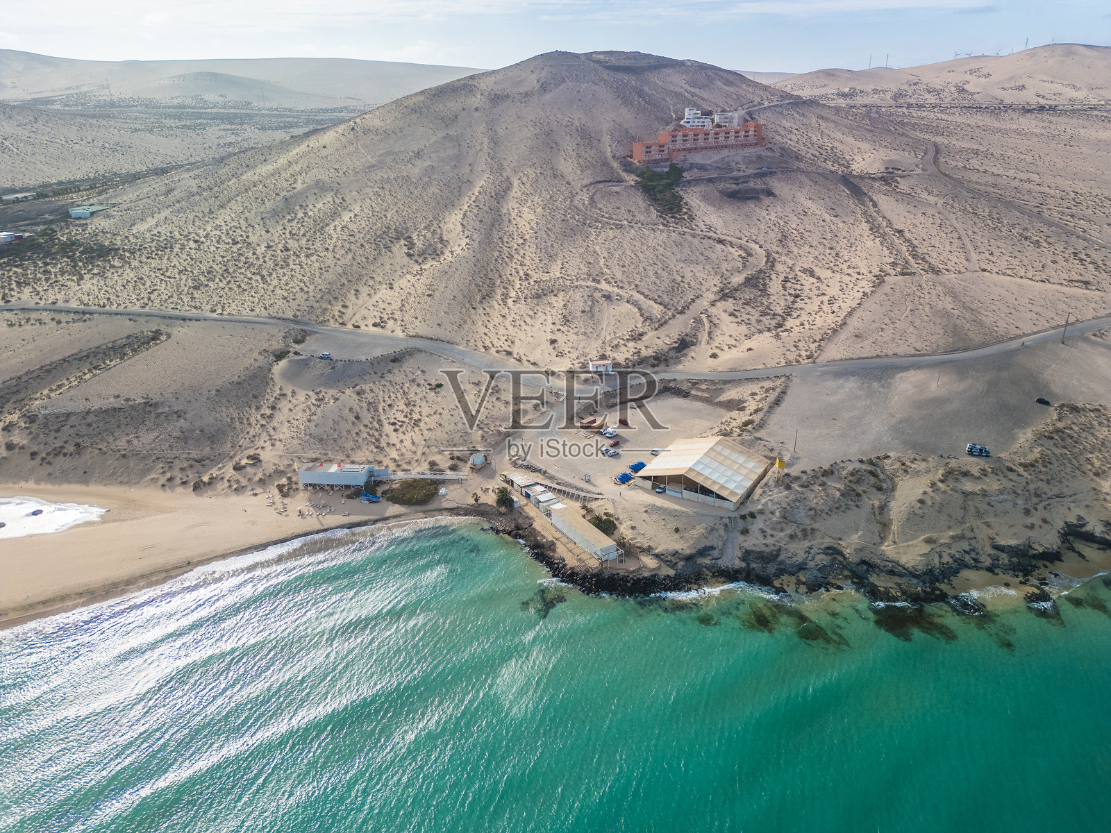 西班牙加那利群岛富埃特文图拉岛索塔文托海滩的无人机航拍视角照片摄影图片