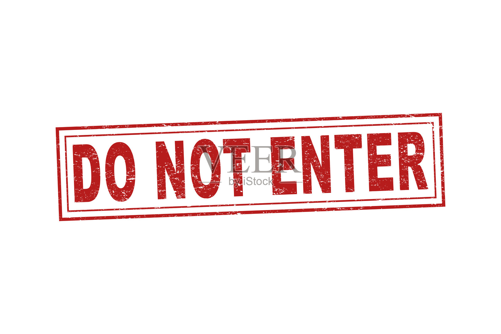 禁止入内红色橡胶印章，背景为白色。禁止入内印章标志。禁止入内印章。照片摄影图片