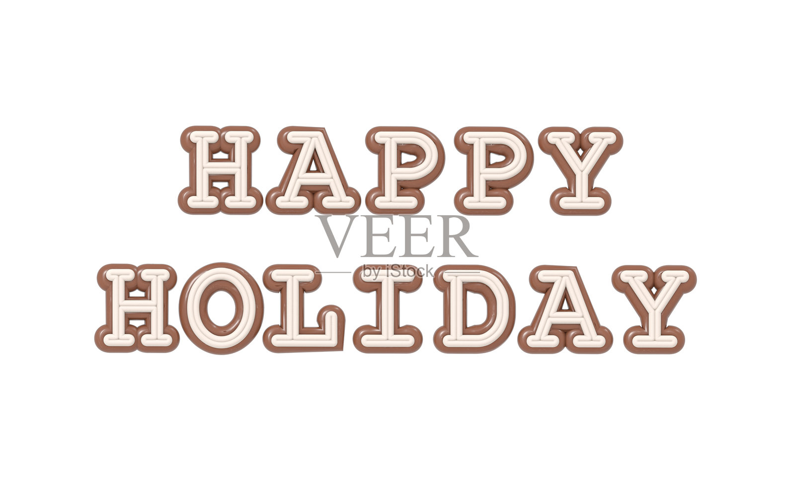 用巧克力和香草制成的快乐假期文字照片摄影图片