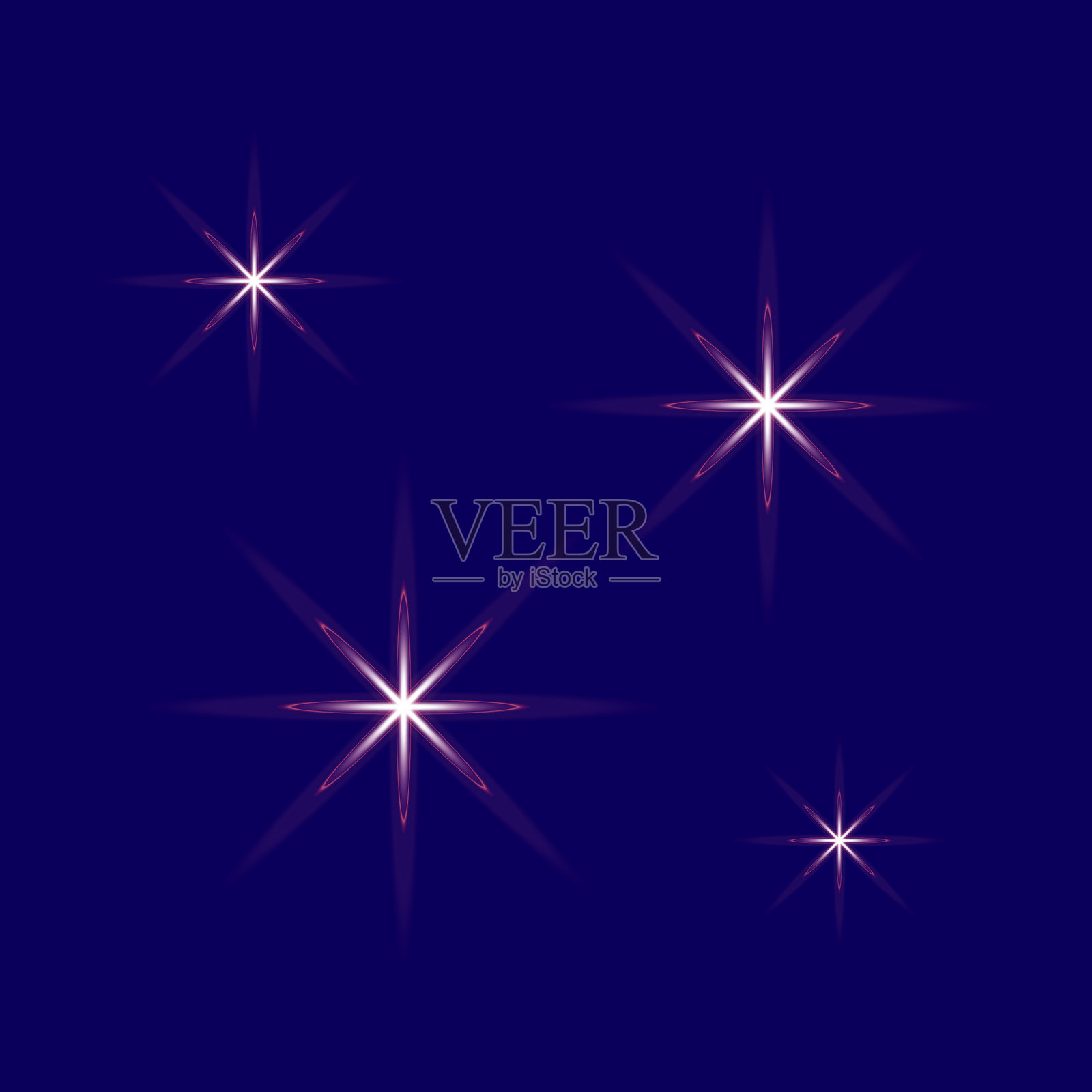 发光星星插图。耀眼的光芒爆发。蓝色夜空背景。闪亮的宇宙元素。插画图片素材