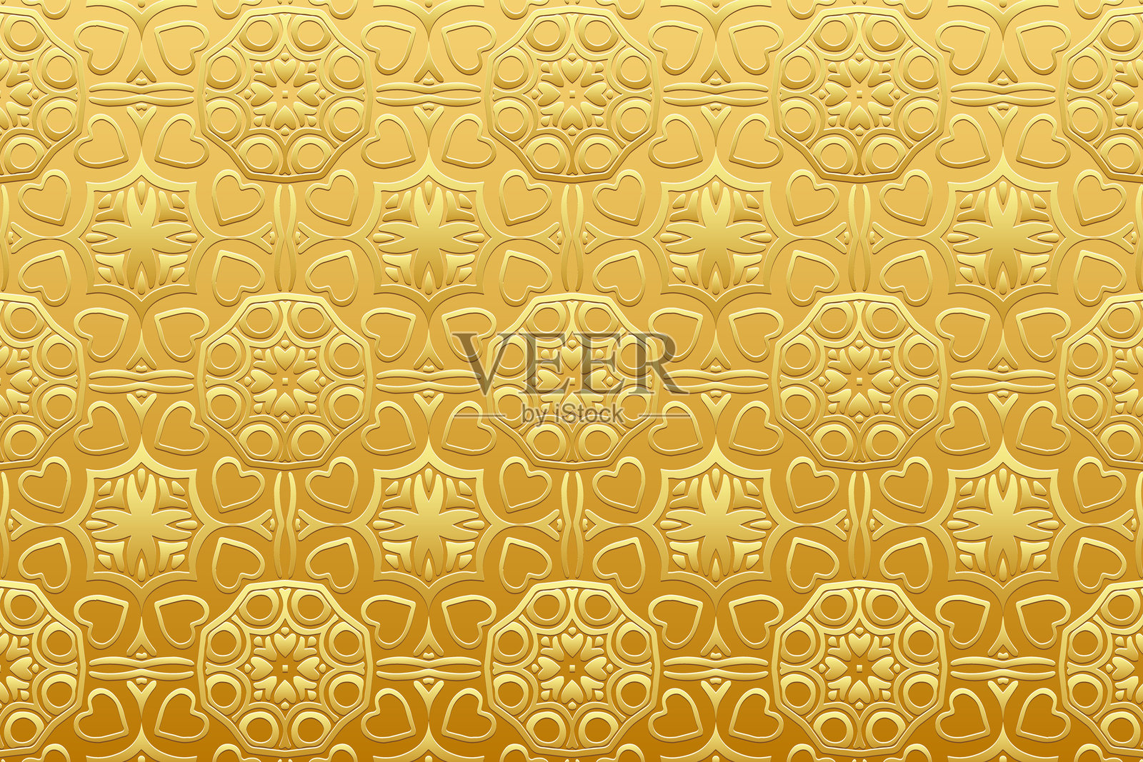 节日金色背景，封面设计，横幅。几何金色3D图案，浮雕。纹理浮雕装饰，阿拉伯花纹，东方的曼陀罗，亚洲，印度，墨西哥，阿兹特克。民族印花。插画图片素材