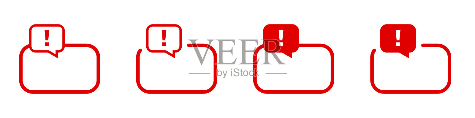 带有感叹号的红色警报图标在对话气泡中插画图片素材