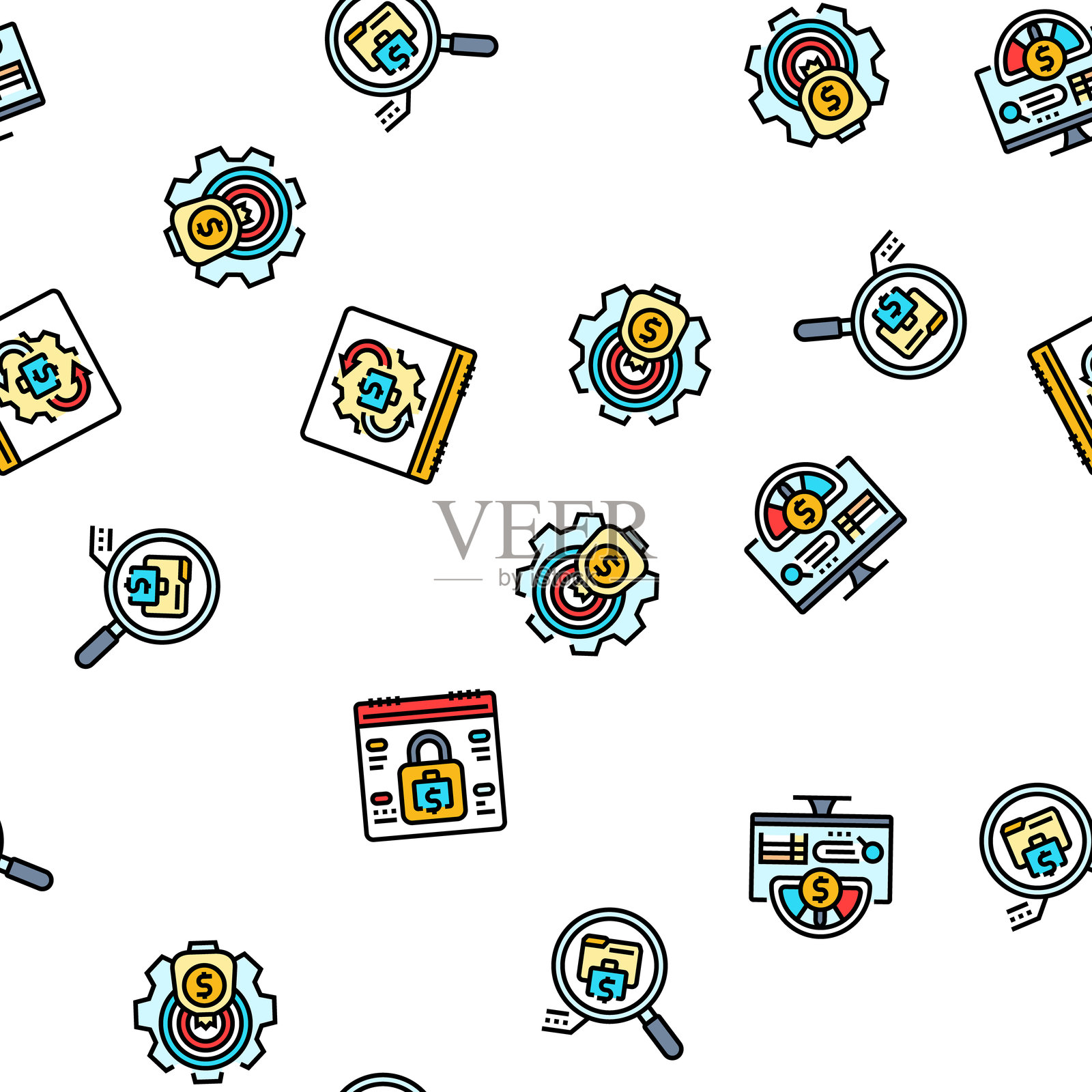 预算规划财务收入无缝图案矢量图插画图片素材