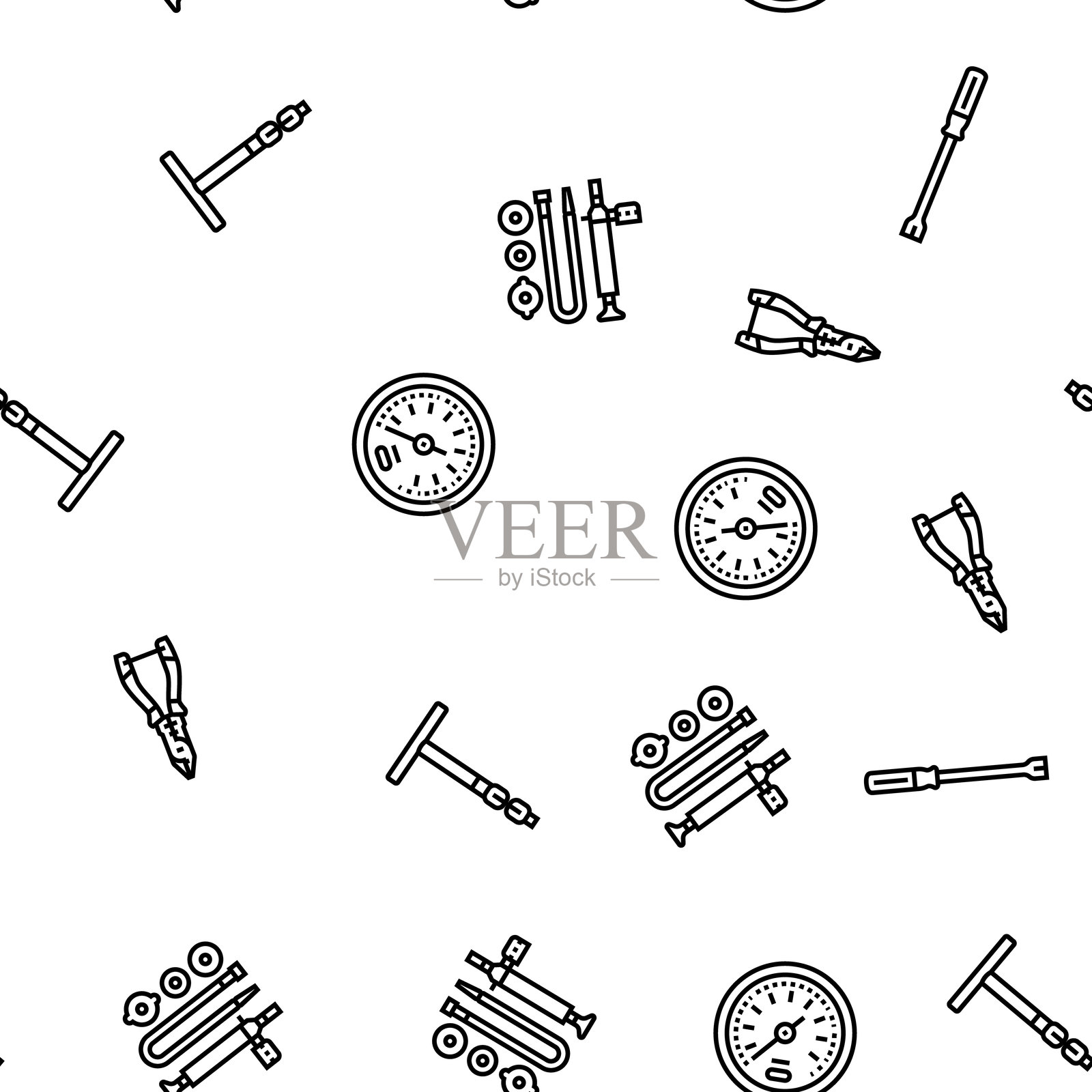 汽车修理工具扳手无缝图案矢量图插画图片素材