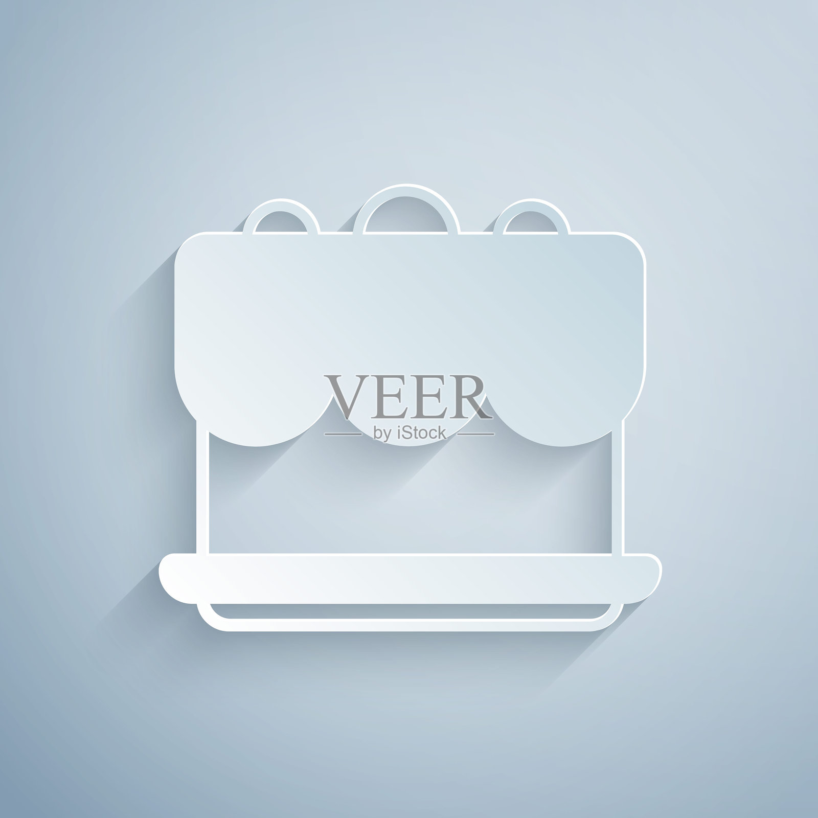 纸雕蛋糕图标，背景为灰色。生日快乐。纸艺风格。矢量图。插画图片素材