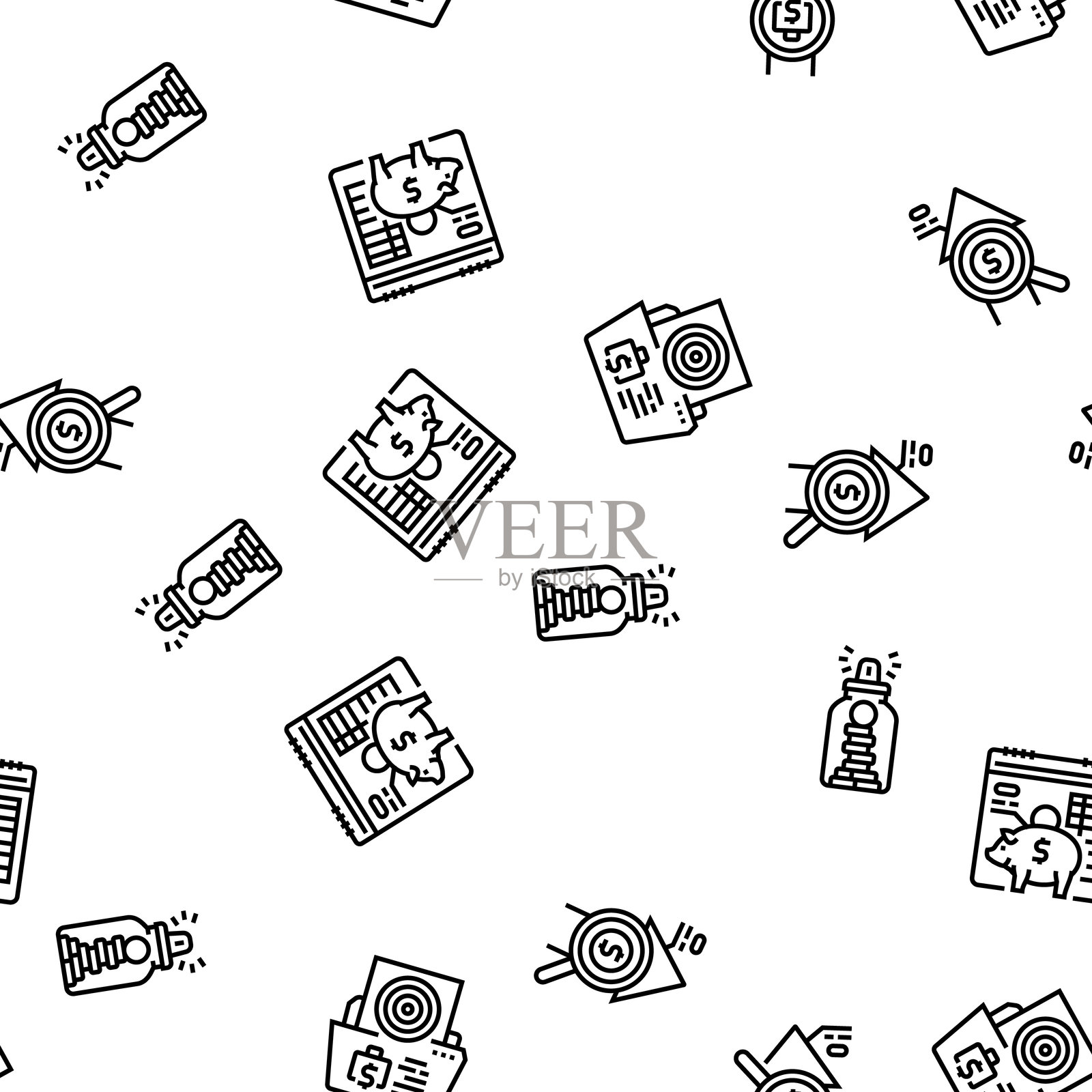 预算规划 财务 节省 无缝图案 矢量插画图片素材