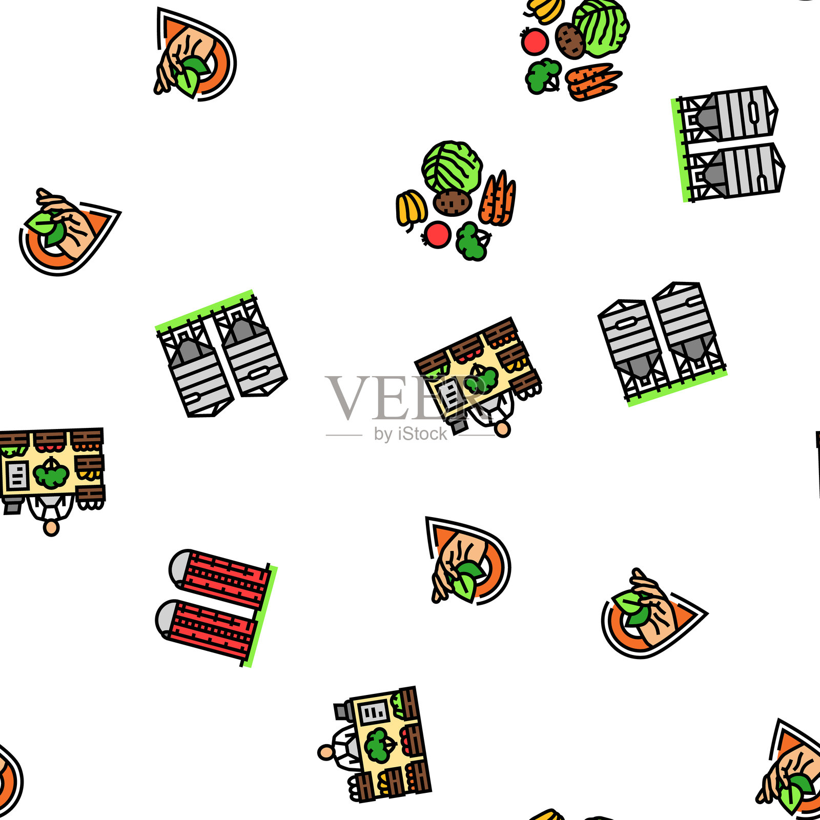 农民 农场 农业 田野 男性 无缝图案 矢量图插画图片素材