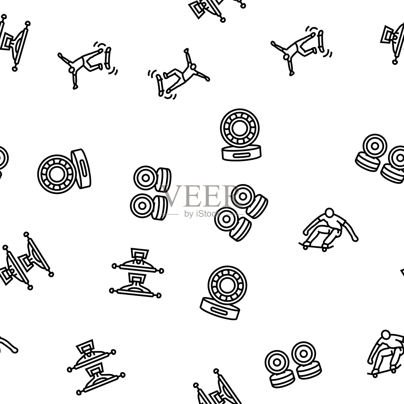 滑板滑手无缝图案矢量图插画图片素材