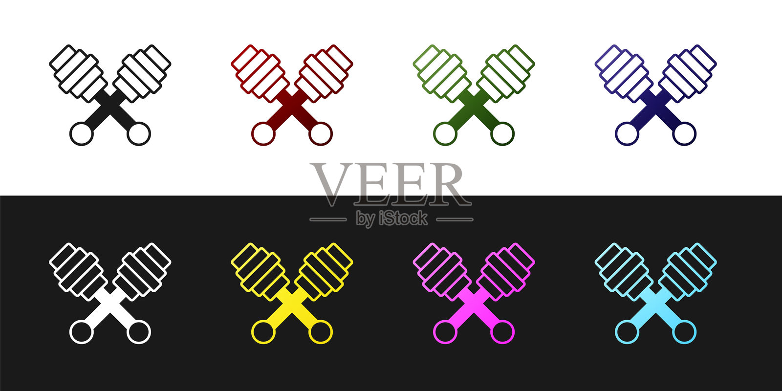 蜂蜜搅拌棒图标，黑白背景。蜂蜜勺。矢量图。插画图片素材