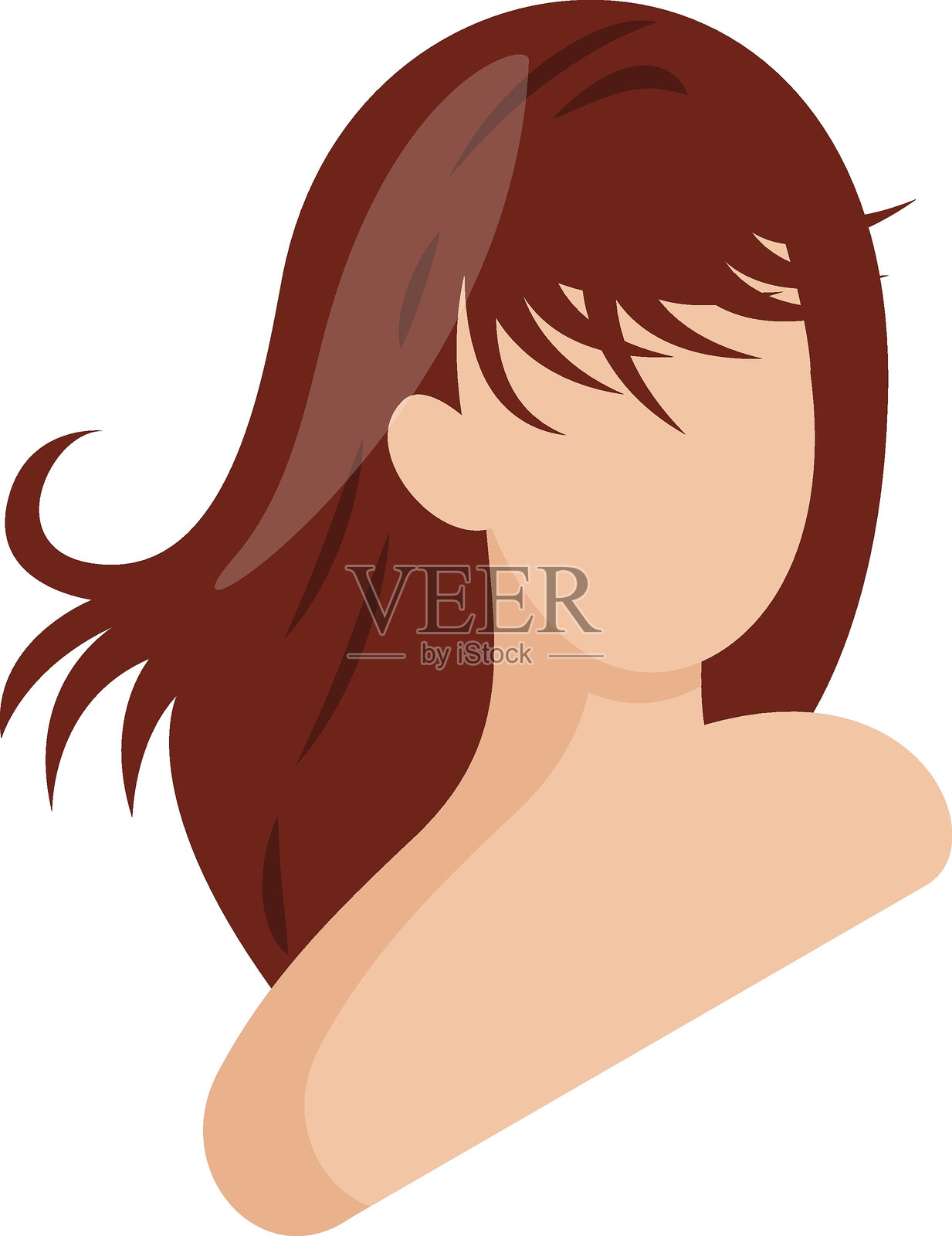 中层次发型等距概念，优美的脸部修饰长波波头剪裁矢量图标设计，美容个人护理符号，美容皮肤科标志，身体美学插图插画图片素材