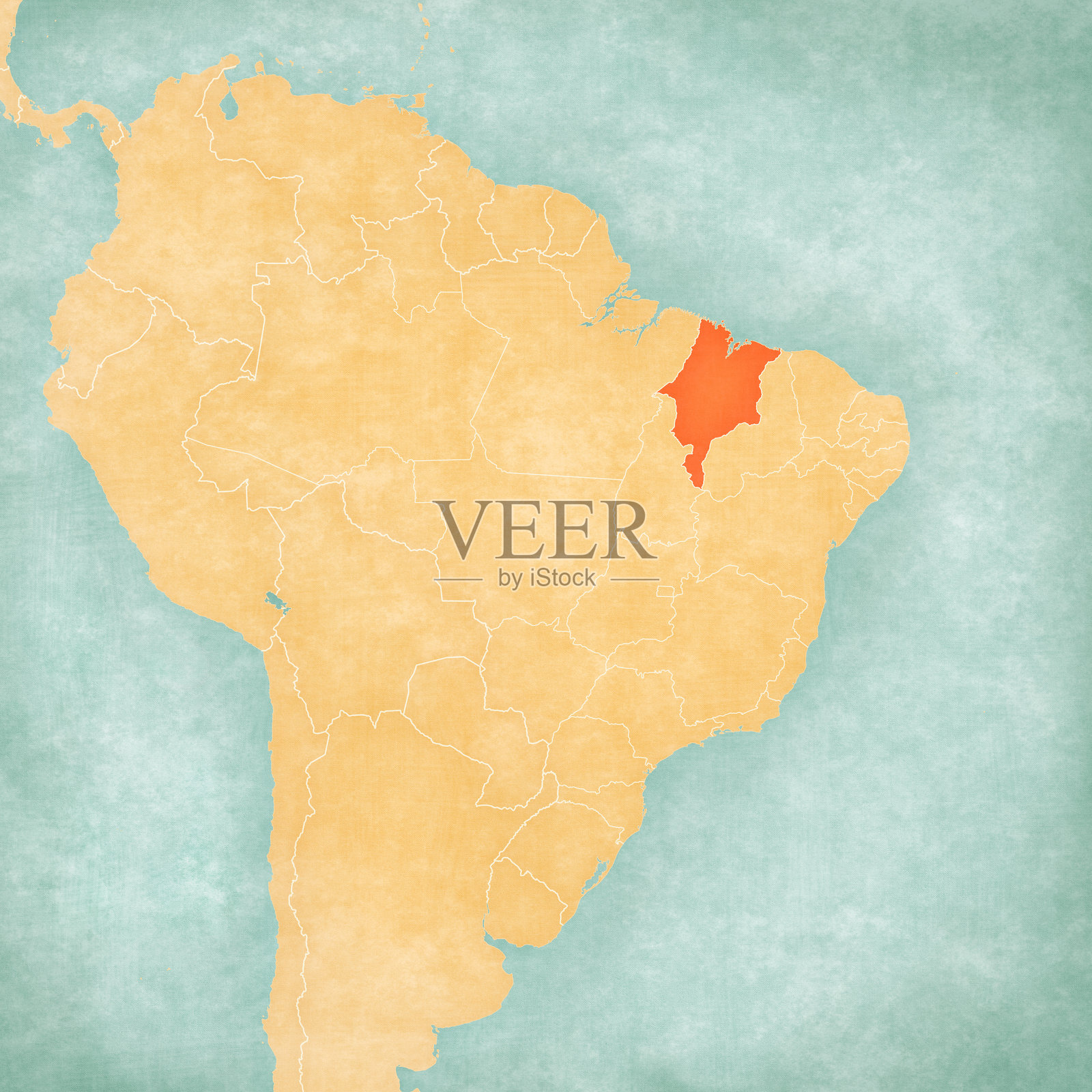 巴西马拉尼昂州地图插画图片素材