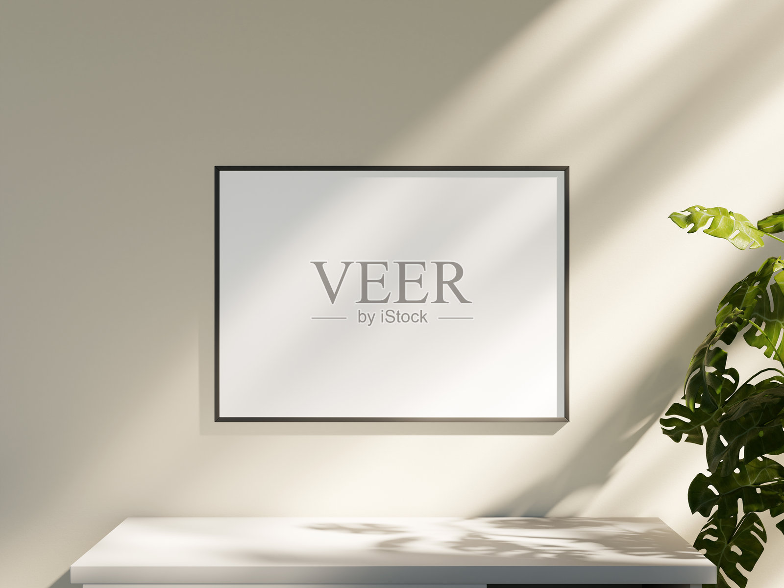 空白墙框模型用于艺术作品展示照片摄影图片