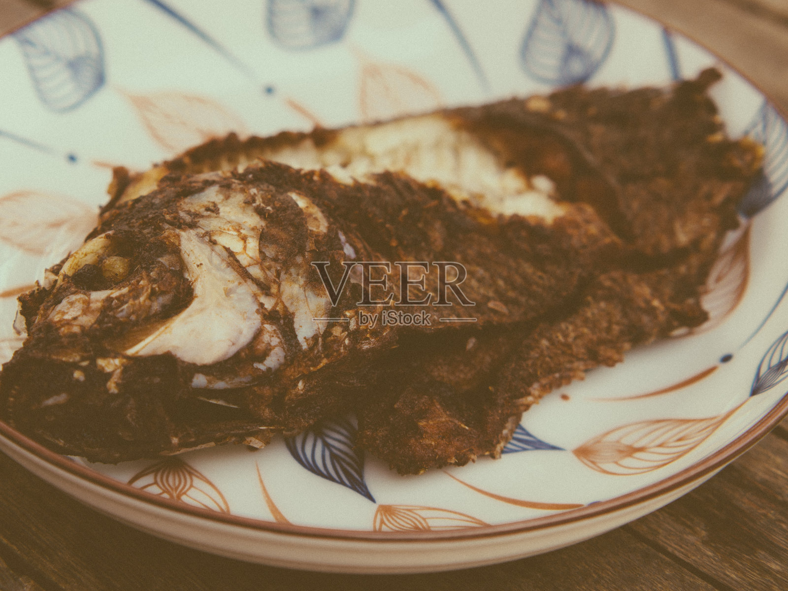 泰式炸鱼照片摄影图片