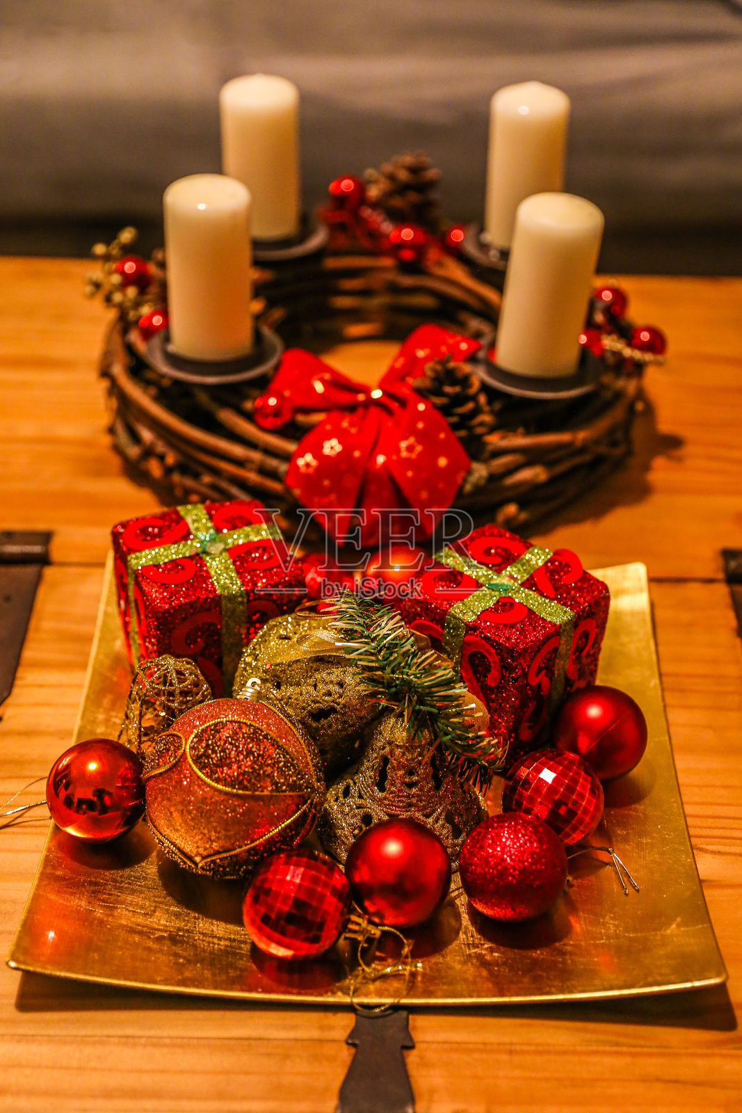 家中的圣诞装饰照片摄影图片