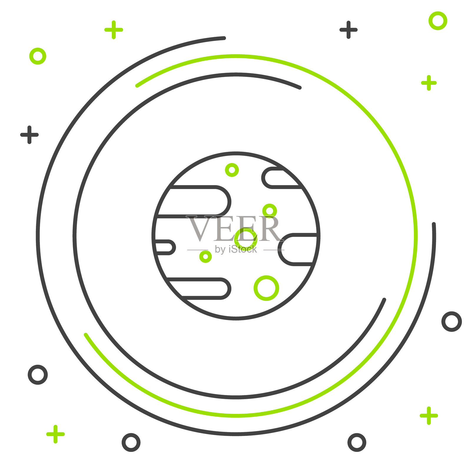 线条卫星天线图标，背景为白色。无线电天线，天文学和太空研究。彩色轮廓概念。矢量图。插画图片素材