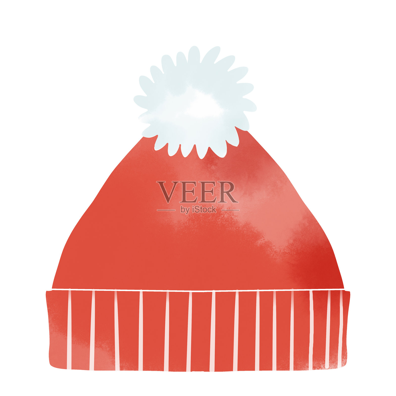 水彩风格的毛线帽插画图片素材