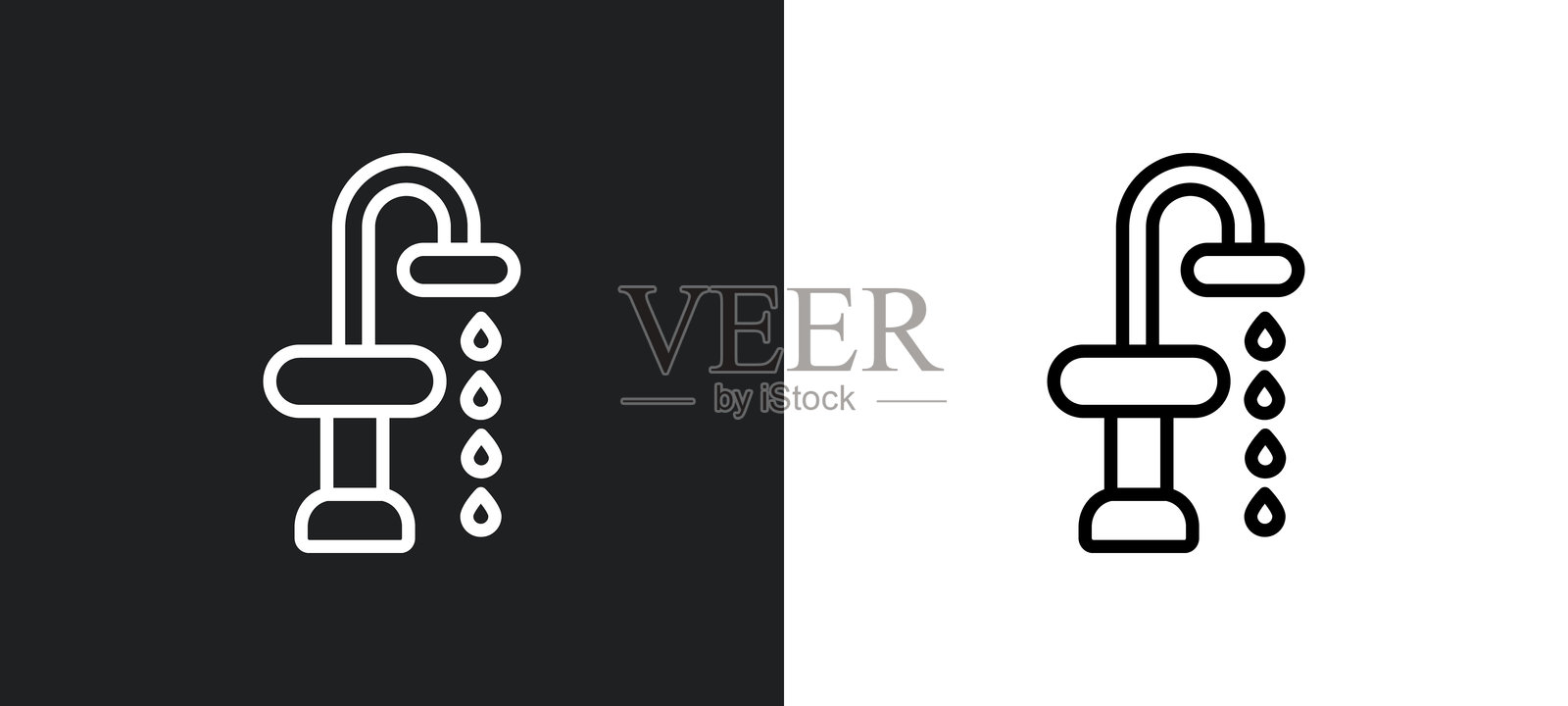 白色和黑色的海滩淋浴轮廓图标。来自建筑和旅行系列的海滩淋浴扁平矢量图标，适用于网页、移动应用和用户界面。插画图片素材