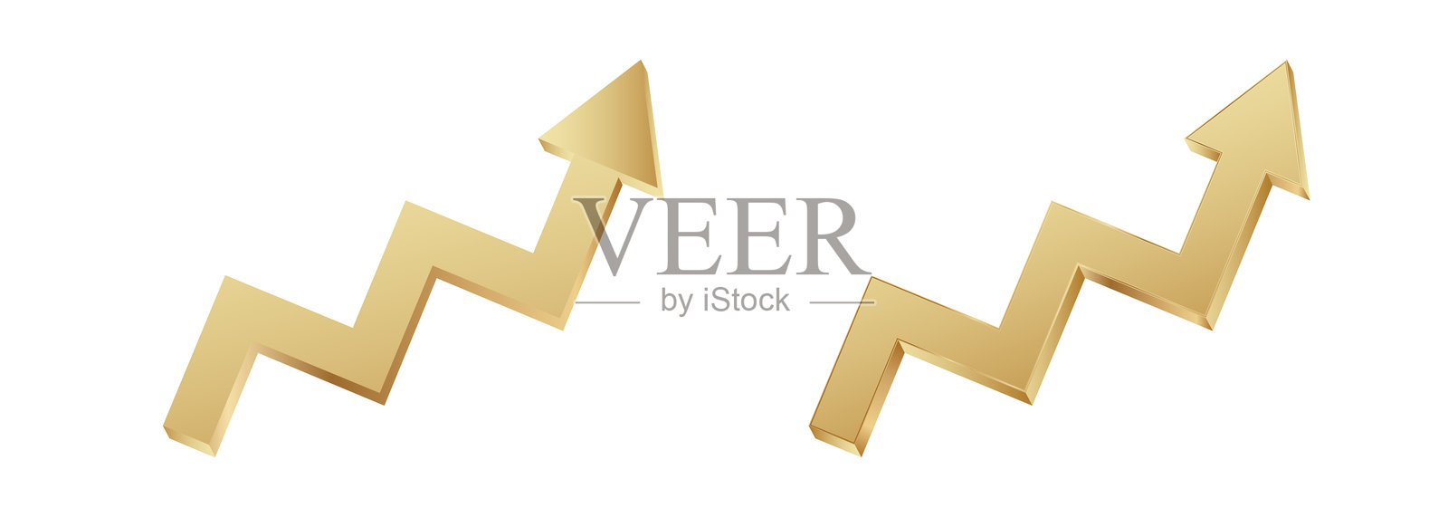金色之字形箭头指向上方，象征着增长插画图片素材