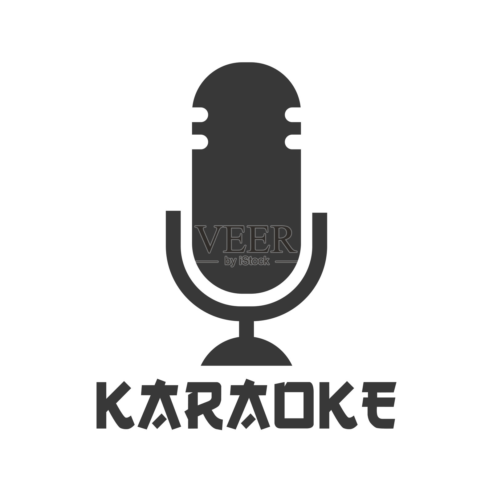 卡拉OK酒吧，餐厅图标贴纸徽章。平面矢量插图，白色背景上独立展示。插画图片素材